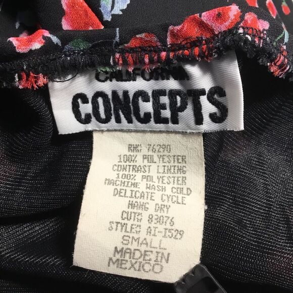 Vintage roses print black maxi skirt floaty elasticated waist size Small - Picture 8 of 8